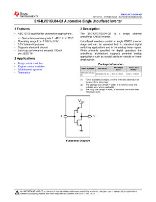 SN74LVC1GU04-Q1 数据手册首页