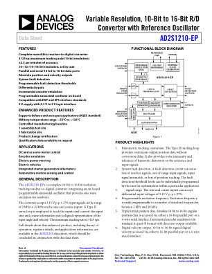 AD2S1210-EP 数据手册首页