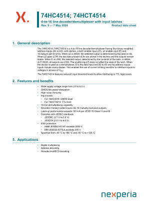 74HC4514PW datasheet cover page
