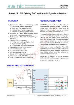 AW22118BFOR 数据手册首页