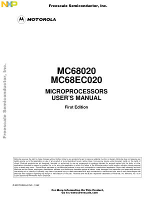 MC68020UM datasheet cover page
