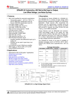 OPA991-Q1 datasheet cover page