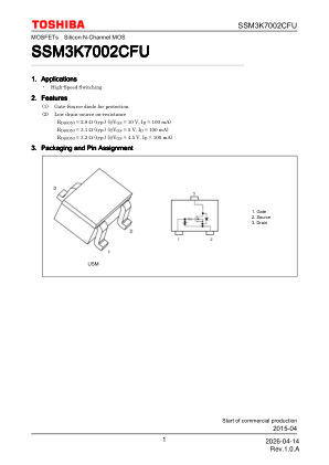 SSM3K7002CFU datasheet cover page