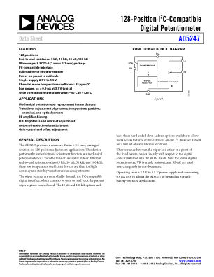 AD5247 datasheet cover page