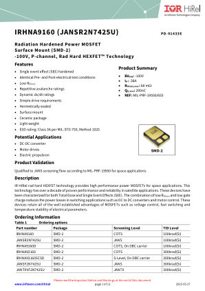 IRHNA9160 datasheet cover page