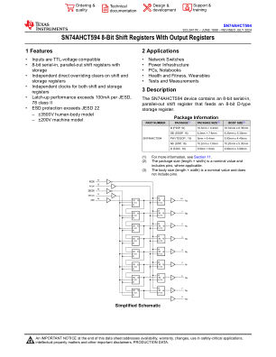 SN74AHCT594 数据手册首页