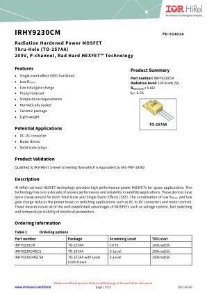 IRHY9230CM datasheet cover page