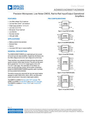 AD8603 datasheet cover page