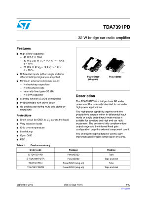 TDA7391PD 数据手册首页