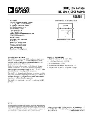 ADG751 datasheet cover page