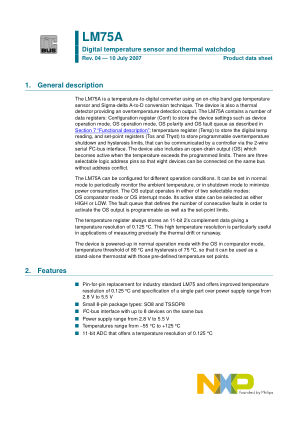 LM75A datasheet cover page