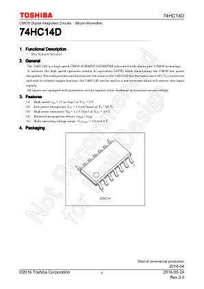 74HC14D datasheet cover page