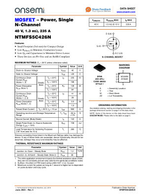 NTMFS5C426N datasheet cover page