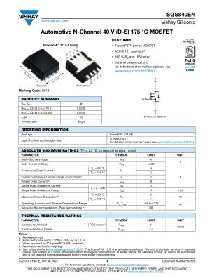 SQS840EN datasheet cover page