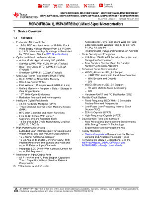 MSP430FR69891 datasheet cover page