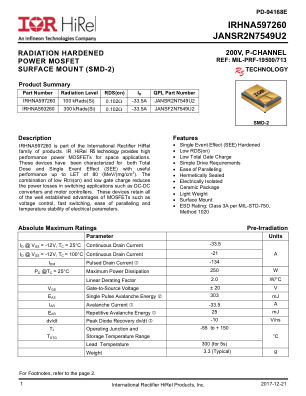 IRHNA597260 datasheet cover page