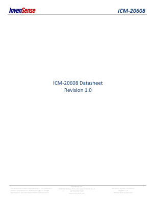 ICM-20608 数据手册首页