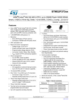 STM32F373CC 数据手册首页