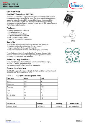 IGD70R270D2S datasheet cover page