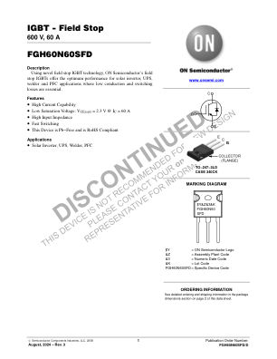 FGH60N60SFD 数据手册首页