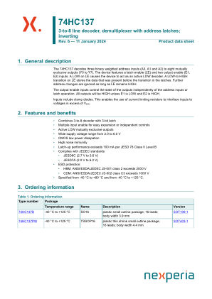 74HC137D datasheet cover page