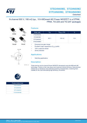 STB24N60M2 datasheet cover page