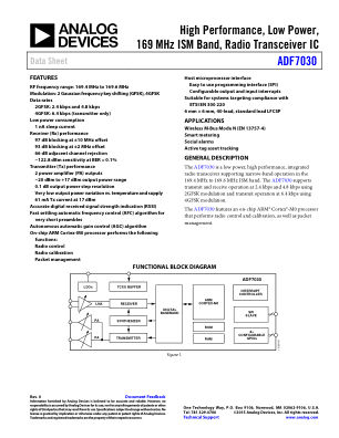 ADF7030 数据手册首页