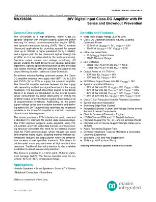MAX98396 数据手册首页