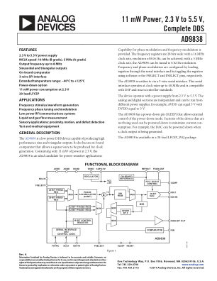 AD9838 datasheet cover page