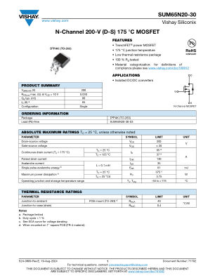 SUM65N20 数据手册首页