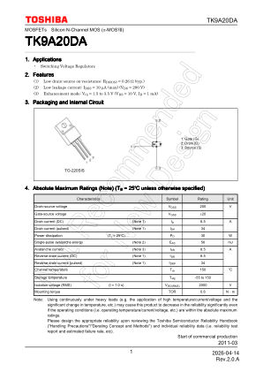 TK9A20DA datasheet cover page