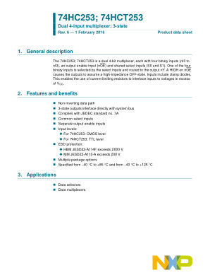 74HC253DB datasheet cover page