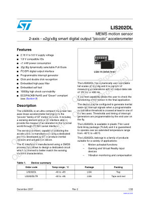 LIS202DL datasheet cover page