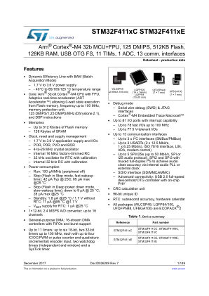 STM32F411xC-xE 数据手册首页