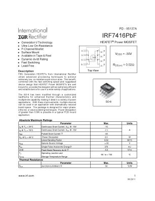 IRF7416 数据手册首页