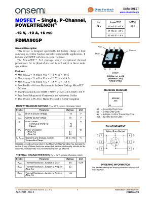 FDMA905P datasheet cover page