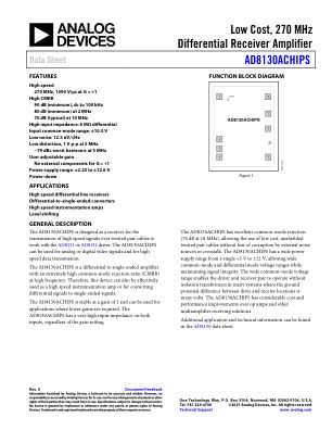 AD8130ACHIPS 数据手册首页