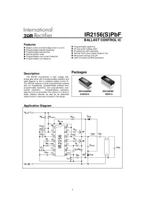 IR2156S 数据手册首页