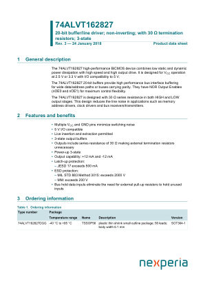 74ALVT162827DGGS 数据手册首页