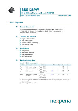 BSS138PW datasheet cover page