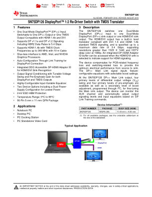 SN75DP126 datasheet cover page