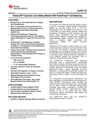 BQ76PL102 datasheet cover page