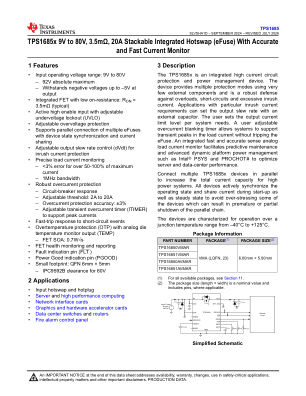 TPS1685 datasheet cover page