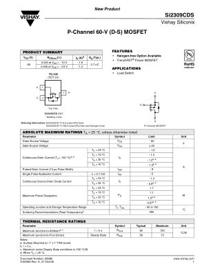 SI2309CD 数据手册首页