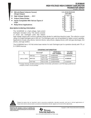 ULN2004AI 数据手册首页