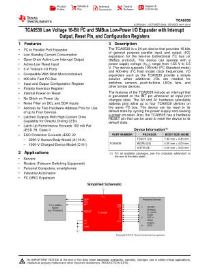 TCA9539 datasheet cover page