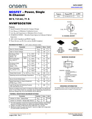 NVMFS5C670N 数据手册首页
