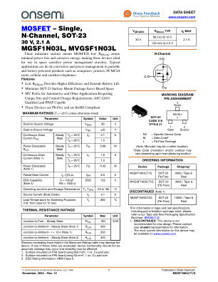 MGSF1N03LT1 数据手册首页