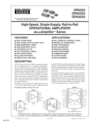 OPA4353 datasheet cover page