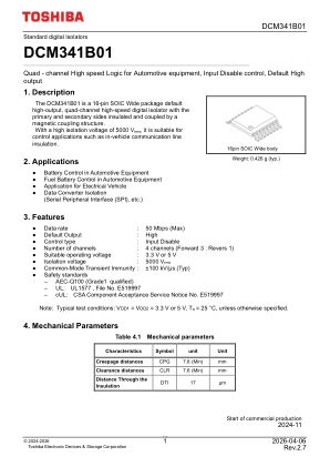 DCM341B01 datasheet cover page